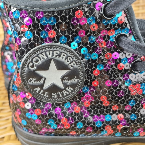 Converse All Star Chuck Taylor Multicolor Sequin High-Top Sneakers Shoes Size 8 - Picture 9 of 16